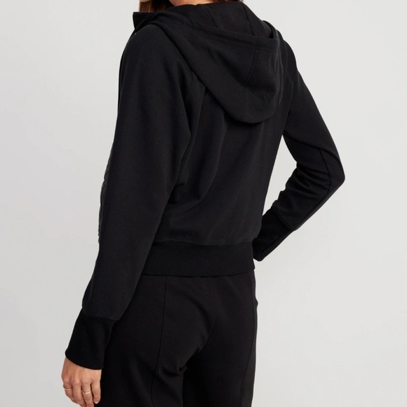 OLD NAVY BLACK Zip Up Long Sleeve Soft Slouchy Dynamic Fleece Hybrid Hoodie XXL - Picture 2 of 16